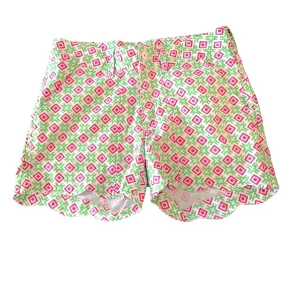 Birdies and Bows Pants - Birdies and Bow Womens Scalloped Pink Green Golf Shorts Sz 6